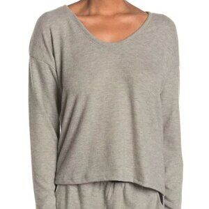 Nordstrom Dream Knit Top Long Sleeve Drop Shoulder Scoop Neck GRAY SZ MEDIUM NEW